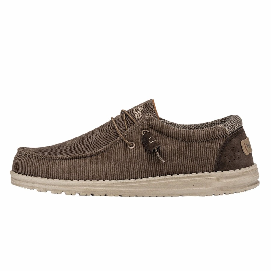 Boots & Shoes * | Heydude Men'S Hey Dude Wally Corduroy Walnut Casual Shoe