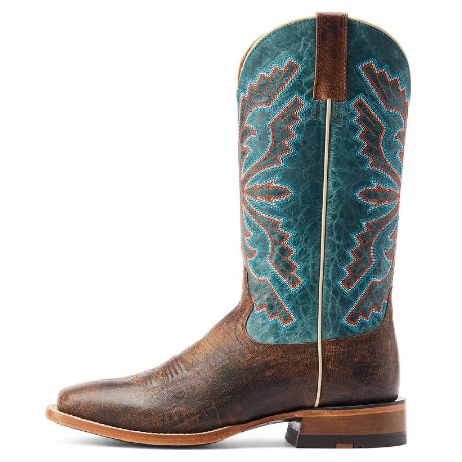 Boots & Shoes * | Ariat Men'S Brown & Teal Sting Boots