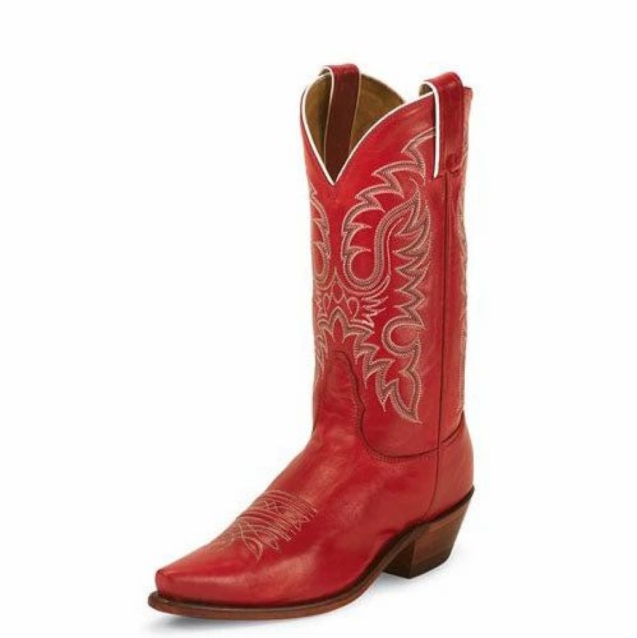 Boots & Shoes * | Nocona Boot Nocona Rhinestone Red Snip Toe Boots