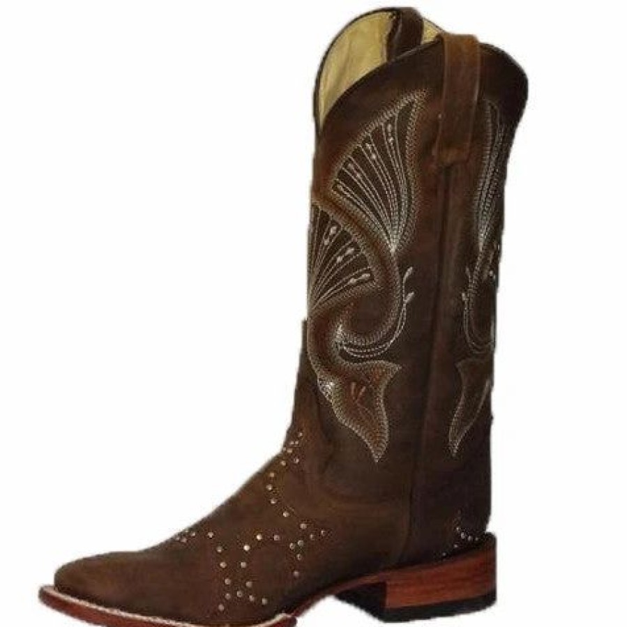 Boots & Shoes * | Ferrini Men'S Brown Studded Square Toe Boot