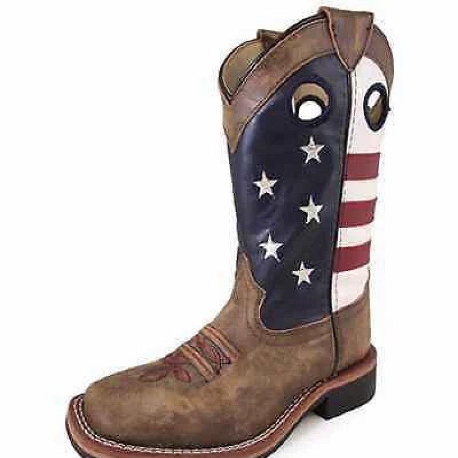 Boots & Shoes * | Smoky Mountain Boots Youth Red White And Blue Square Toe Boot