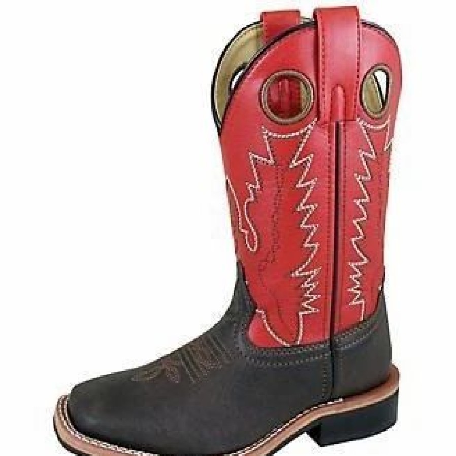 Boots & Shoes * | Smoky Mountain Boots Kid'S Chocolate And Red Blaze Square Toe Boot