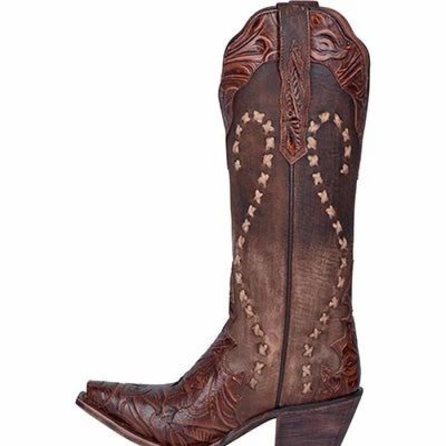 Boots & Shoes * | Dan Post Boot Company Dan Post Women'S Brown Tooled Snip Toe Boots