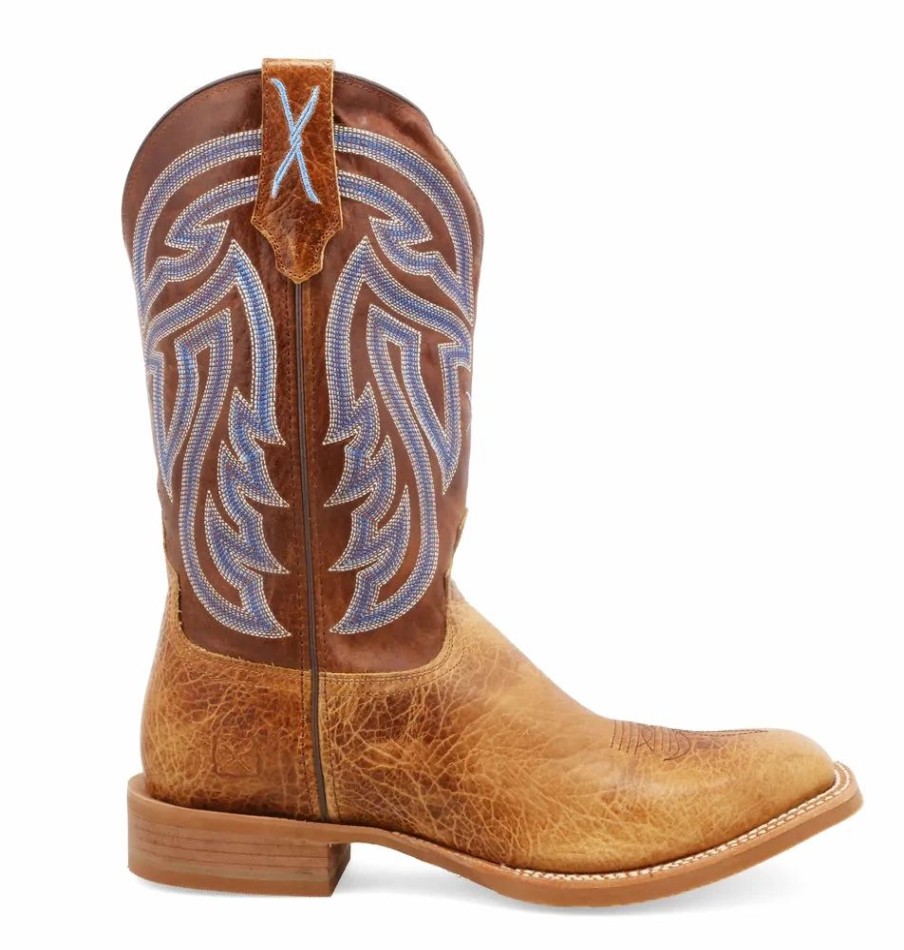 Boots & Shoes * | Twisted X Men'S 12 Rancher Square Toe Boot Peanut/Blue