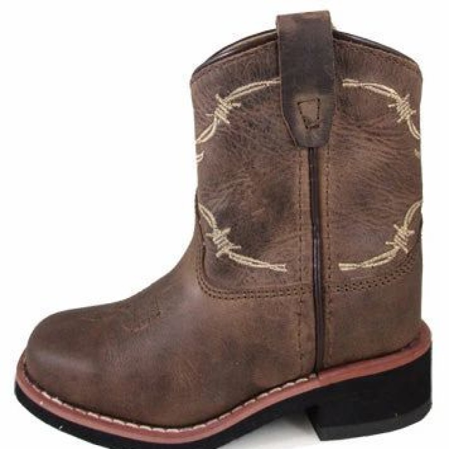 Boots & Shoes * | Smoky Mountain Boots Toddler'S Brown And Tan Barbwire Square Toe Boot