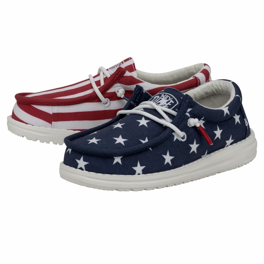 Boots & Shoes * | Heydude Hey Dude Youth Wally American Flag