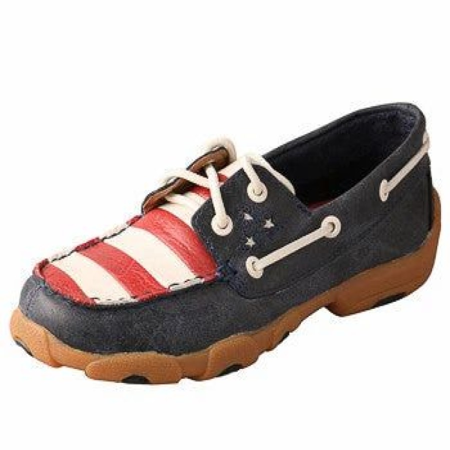 Boots & Shoes * | Twisted X Youth Short American Flag Driving Moc