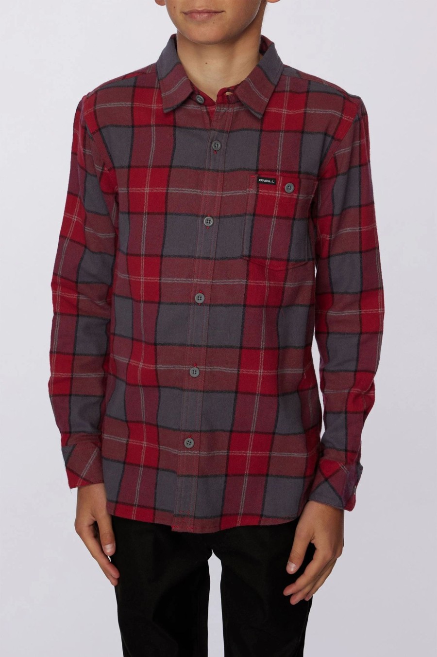 Boys * | O'Neill Boys Mond Plaid Stretch Flannel Red