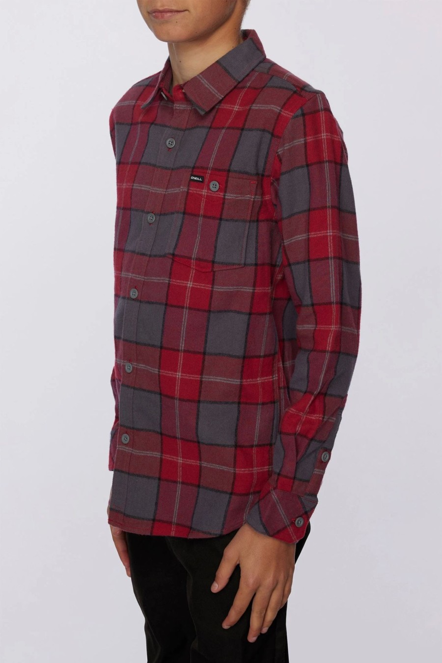 Boys * | O'Neill Boys Mond Plaid Stretch Flannel Red