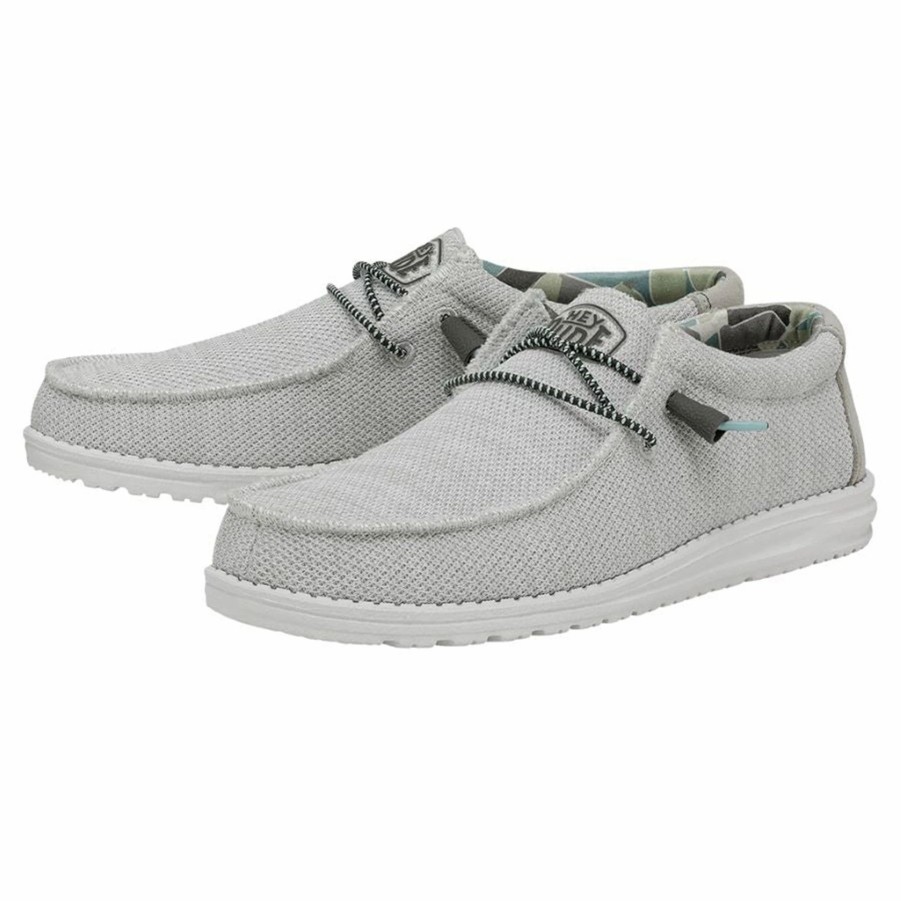 Boots & Shoes * | Heydude Hey Dude Men'S Wally Sox Triple Needle Star White