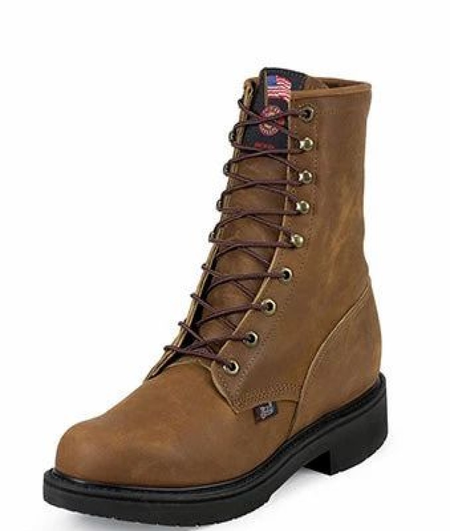 Boots & Shoes * | Justin Boot Co. Justin Men'S Aged Bark Lace Up Steel Toe Boots