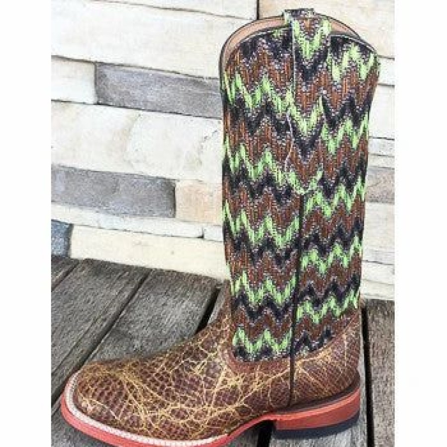 Boots & Shoes * | Ferrini Brown Snake Print With Chevron Top We Exclusive