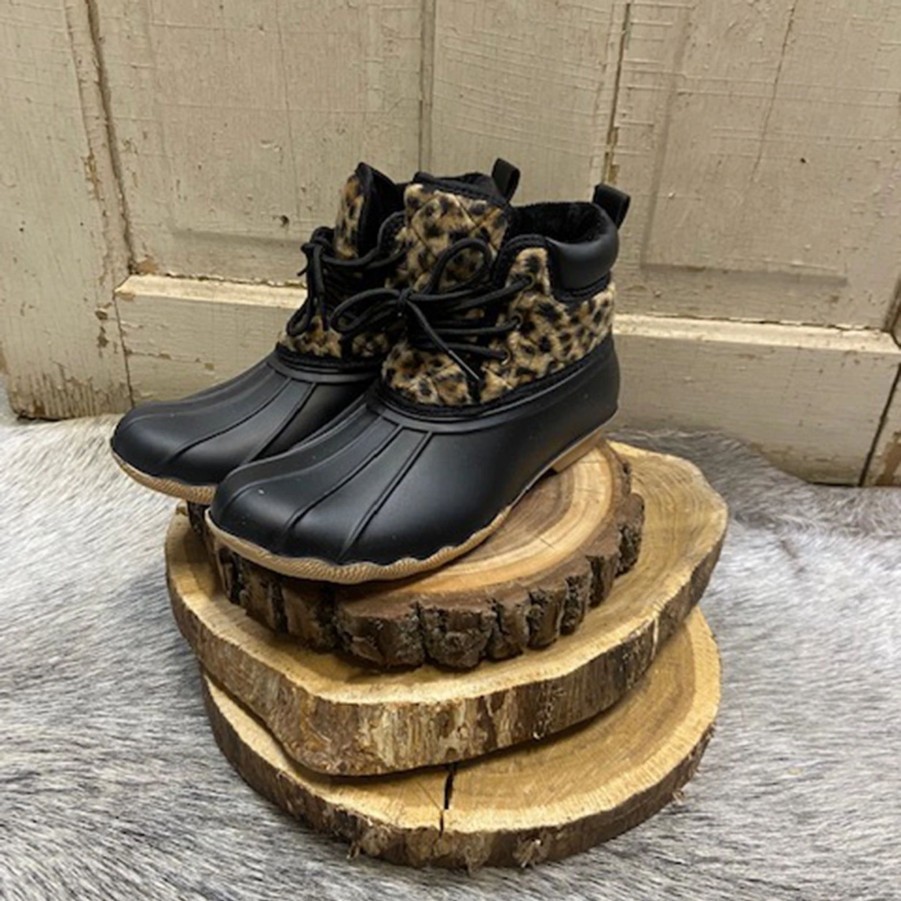 Boots & Shoes * | Gypsy Jazz Black Leopard Quack Rainboots