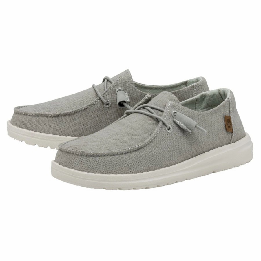 Boots & Shoes * | Heydude Hey Dude Light Grey Chambray Wendy Shoe