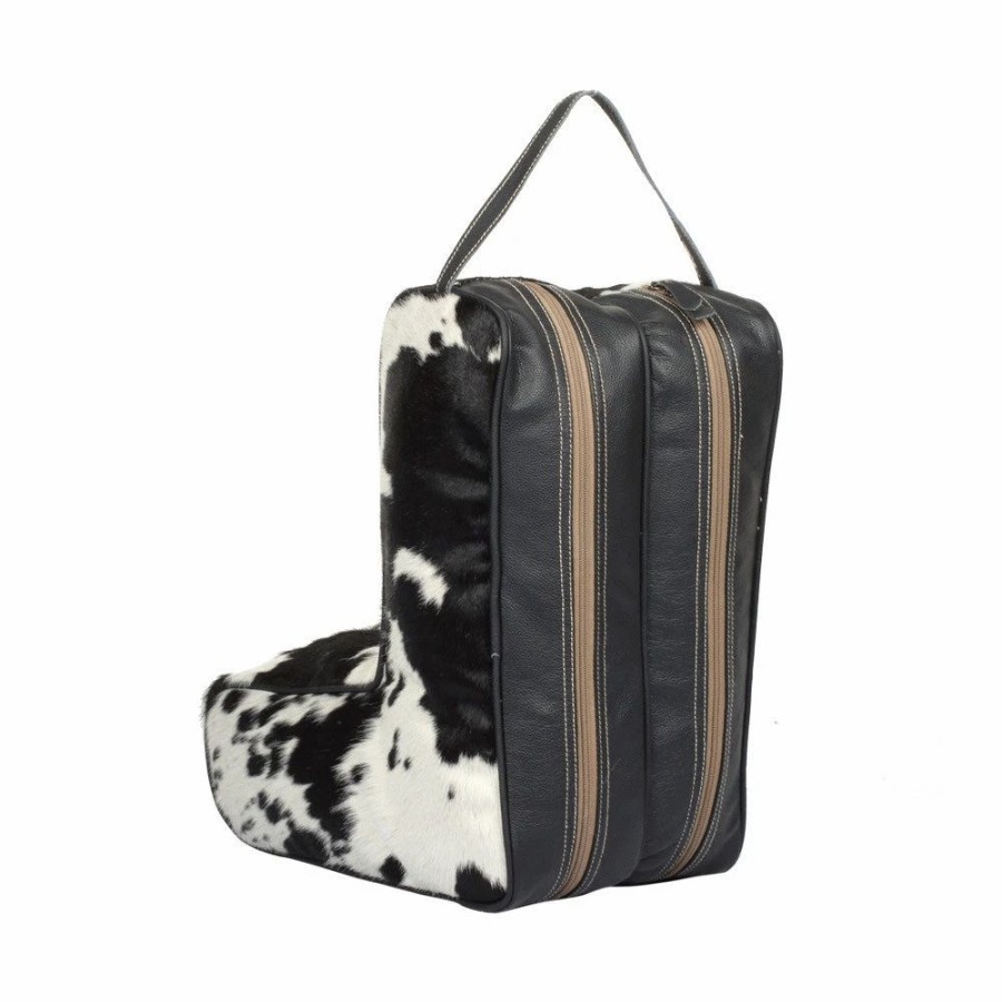 Boots & Shoes * | Myra Black And White Hide Boot Bag