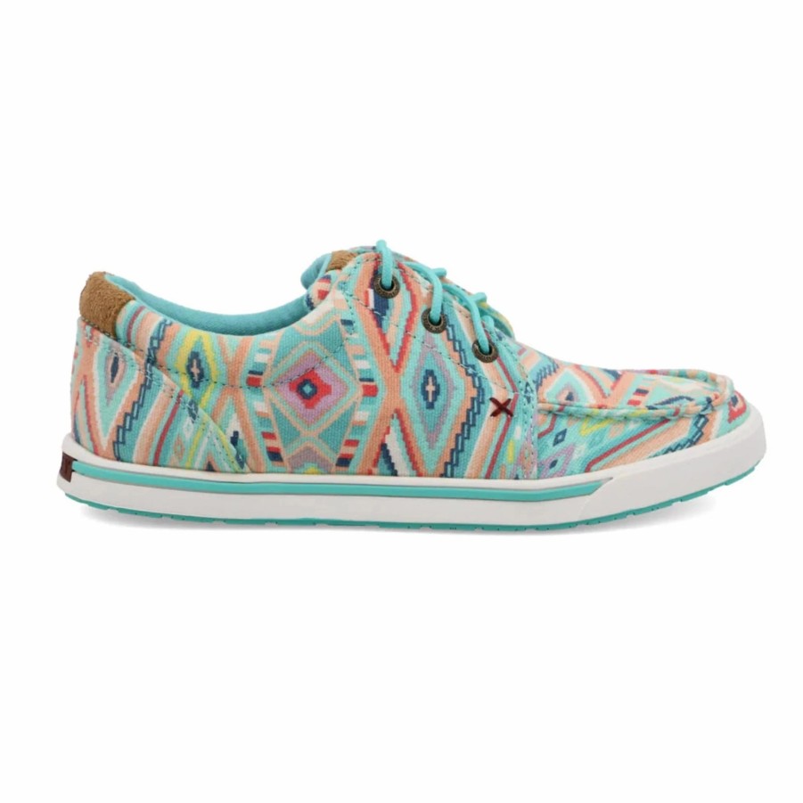 Boots & Shoes * | Twisted X Women'S Turquoise And Aztec Hooey Loper Shoe