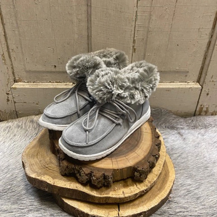 Boots & Shoes * | Gypsy Jazz Grey Furry Farren Shoe