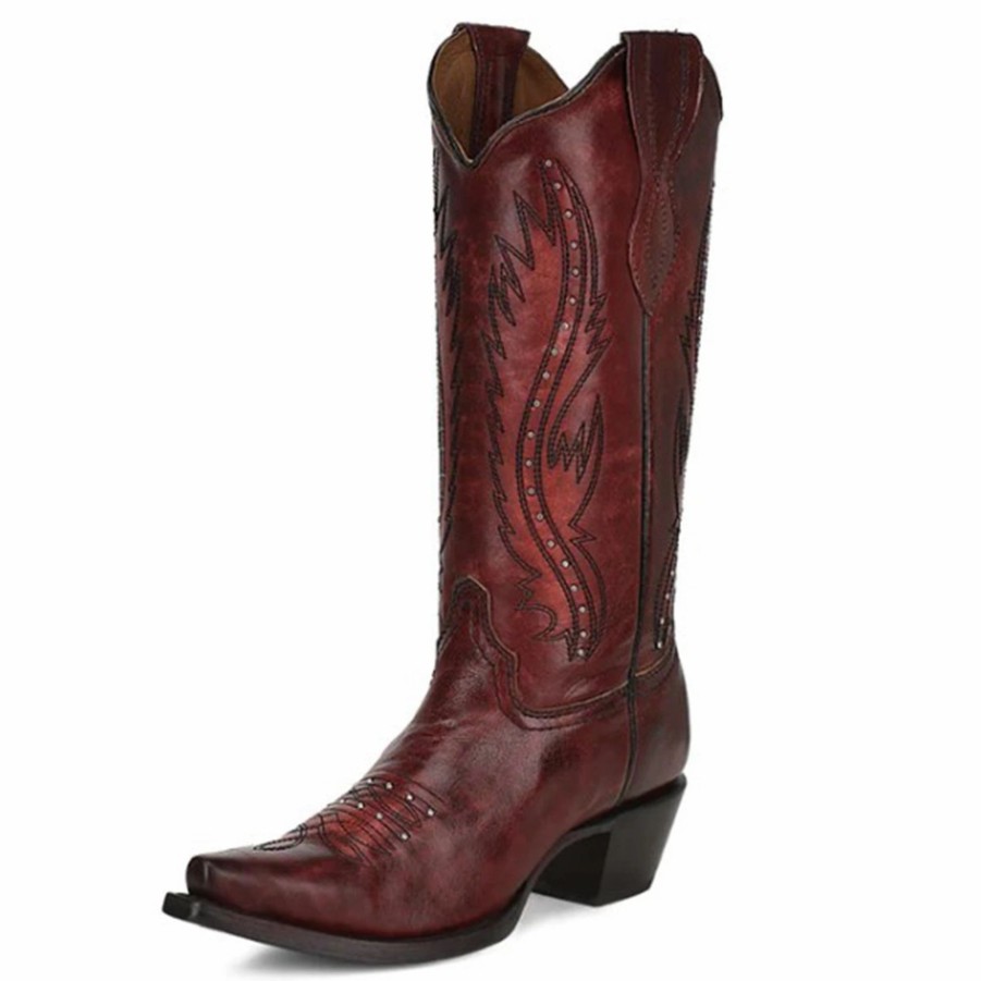 Boots & Shoes * | Circle G Wine Embroidered Snip Toe Boot