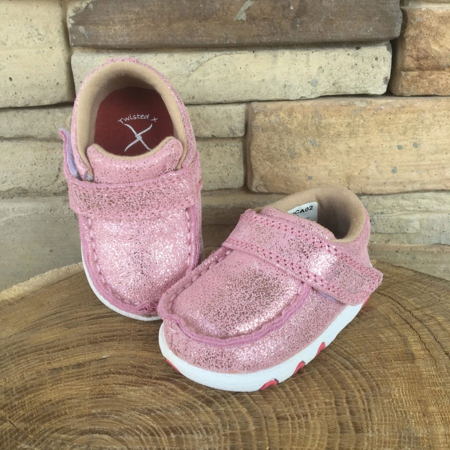 Boots & Shoes * | We Exclusive ~Twisted X Infant Pink Glittery Moc