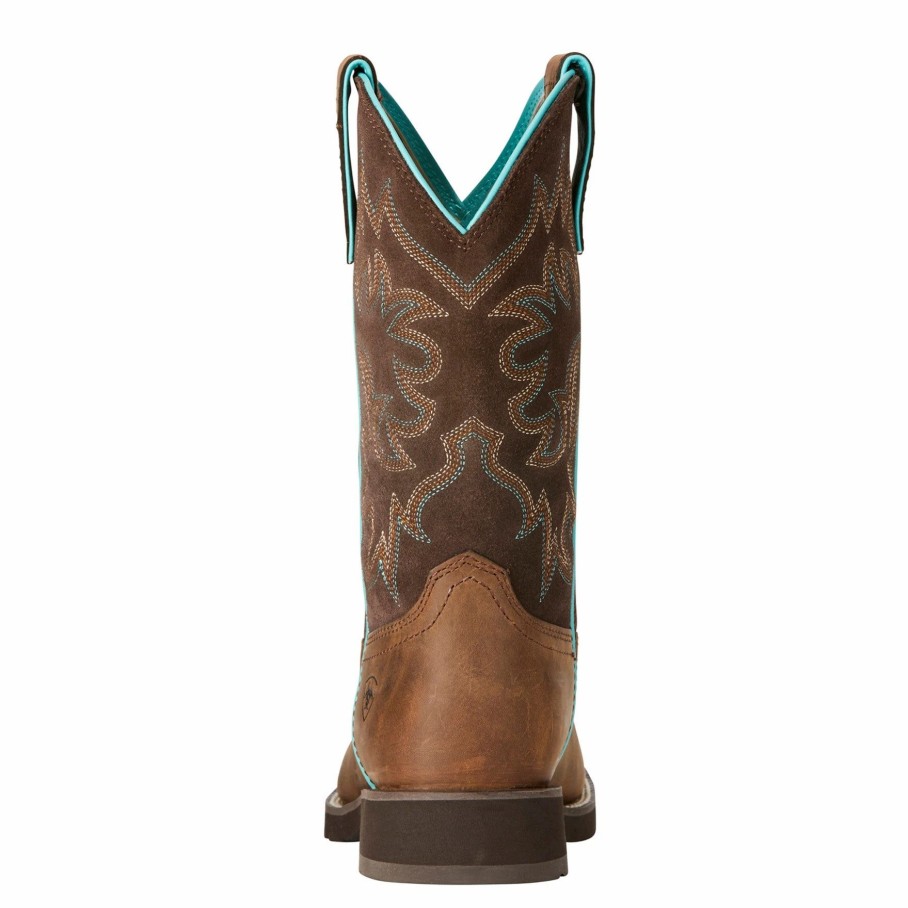 Boots & Shoes * | Ariat Women'S Distressed Brown Delilah Round Toe Boot