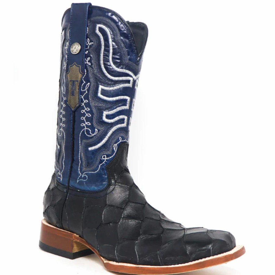 Boots & Shoes * | Tanner Mark Boots Tanner Mark Black Monster Fish Square Toe