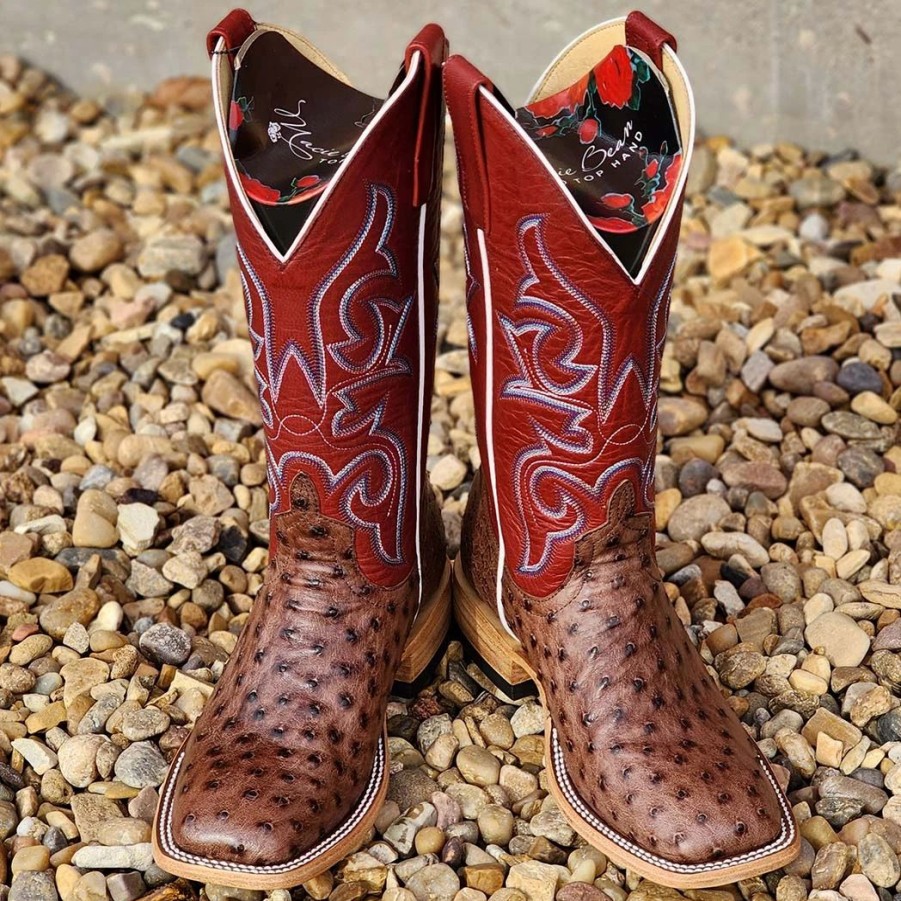 Boots & Shoes * | Anderson Bean Macie Bean Full Quill Tobacco Ostrich Boot