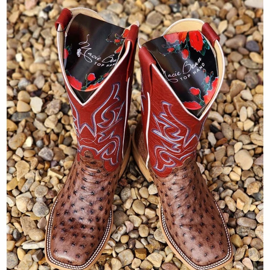 Boots & Shoes * | Anderson Bean Macie Bean Full Quill Tobacco Ostrich Boot