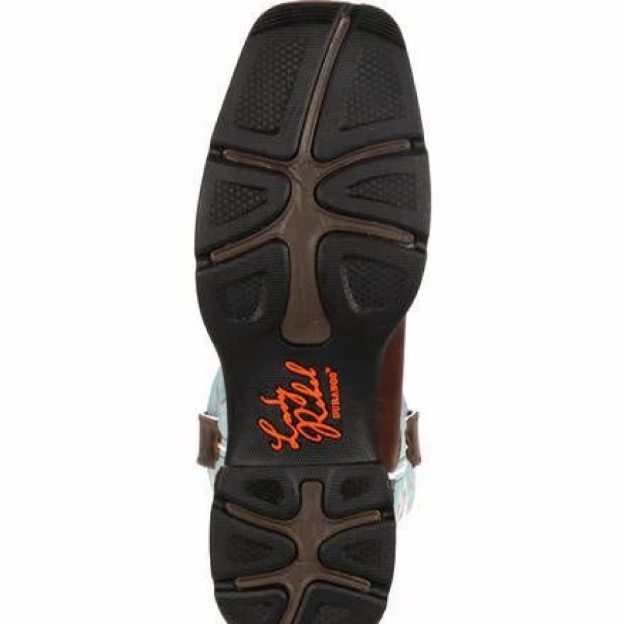 Boots & Shoes * | Durango Women'S Brown And Powder Blue Square Toe