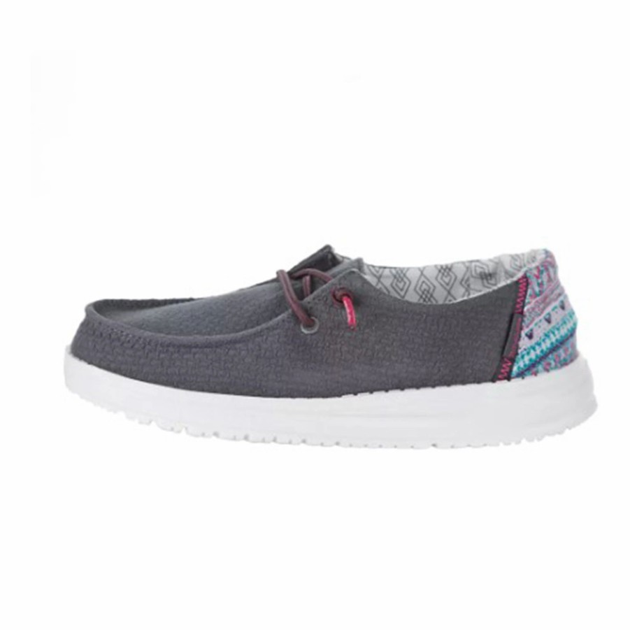 Boots & Shoes * | Heydude Hey Dude Youth Wendy Aztec Grey Casual Shoes