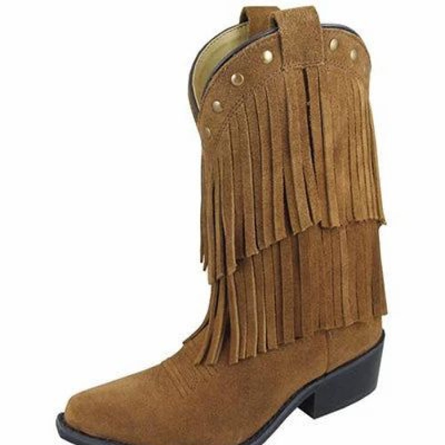 Boots & Shoes * | Smoky Mountain Boots Kid'S Brown Double Fringe Snip Toe Boots