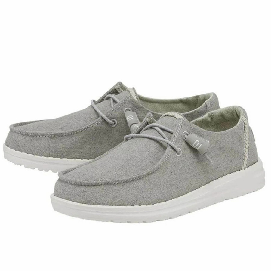 Boots & Shoes * | Heydude Hey Dude Youth Wendy Chambray Braid Grey Shoe