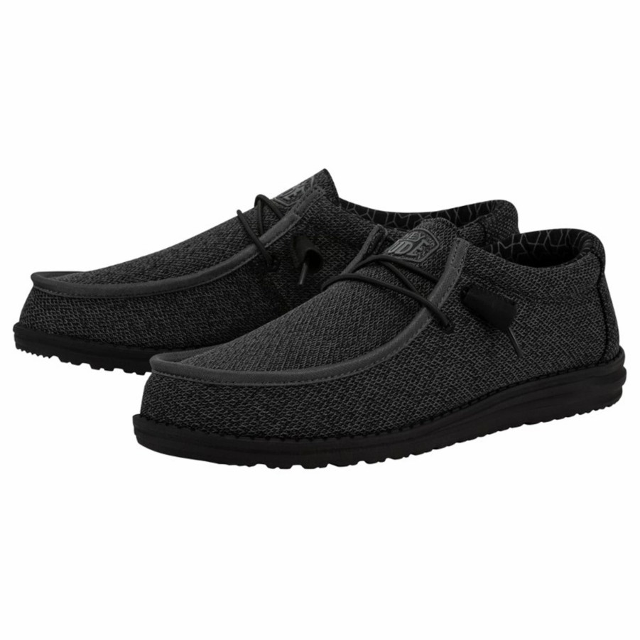 Boots & Shoes * | Heydude Hey Dude Black Micro Wally Sox Casual Shoe