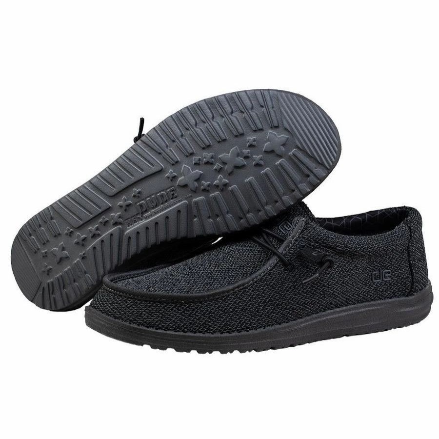 Boots & Shoes * | Heydude Hey Dude Black Micro Wally Sox Casual Shoe