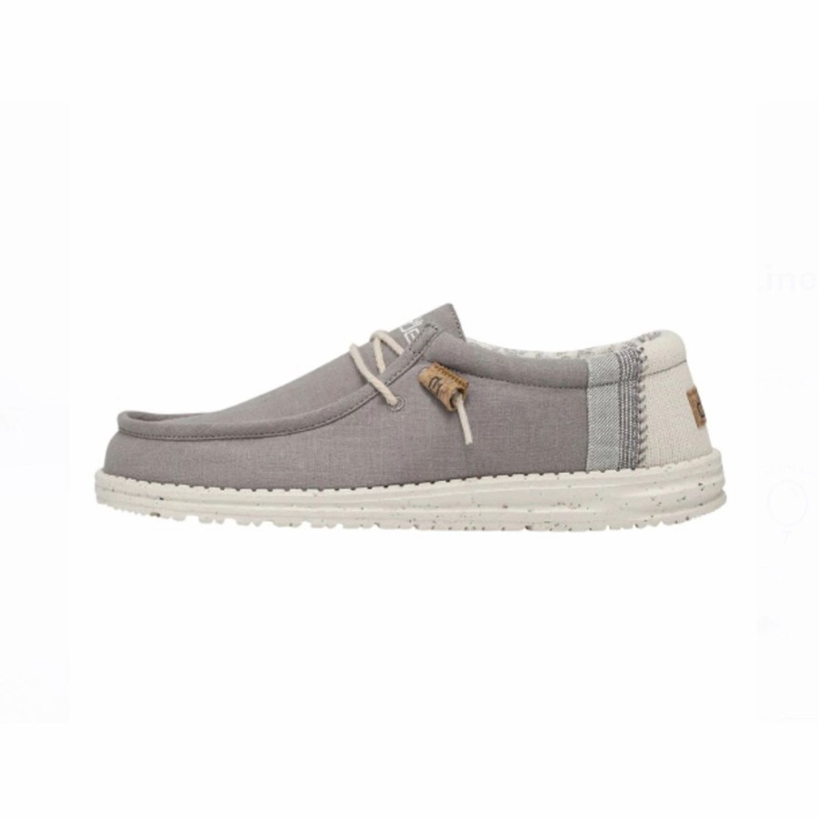 Boots & Shoes * | Heydude Hey Dude Men'S Wally Linen Natural Grey Casual Shoe