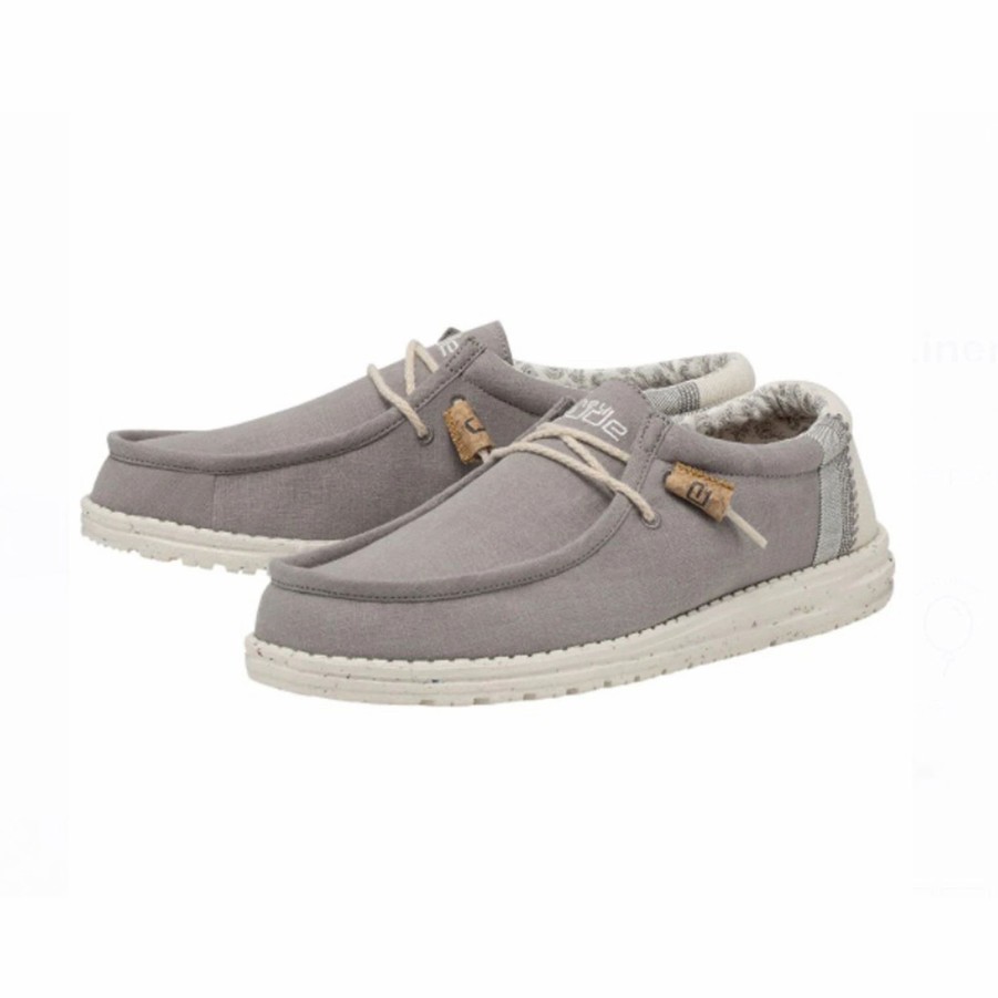 Boots & Shoes * | Heydude Hey Dude Men'S Wally Linen Natural Grey Casual Shoe