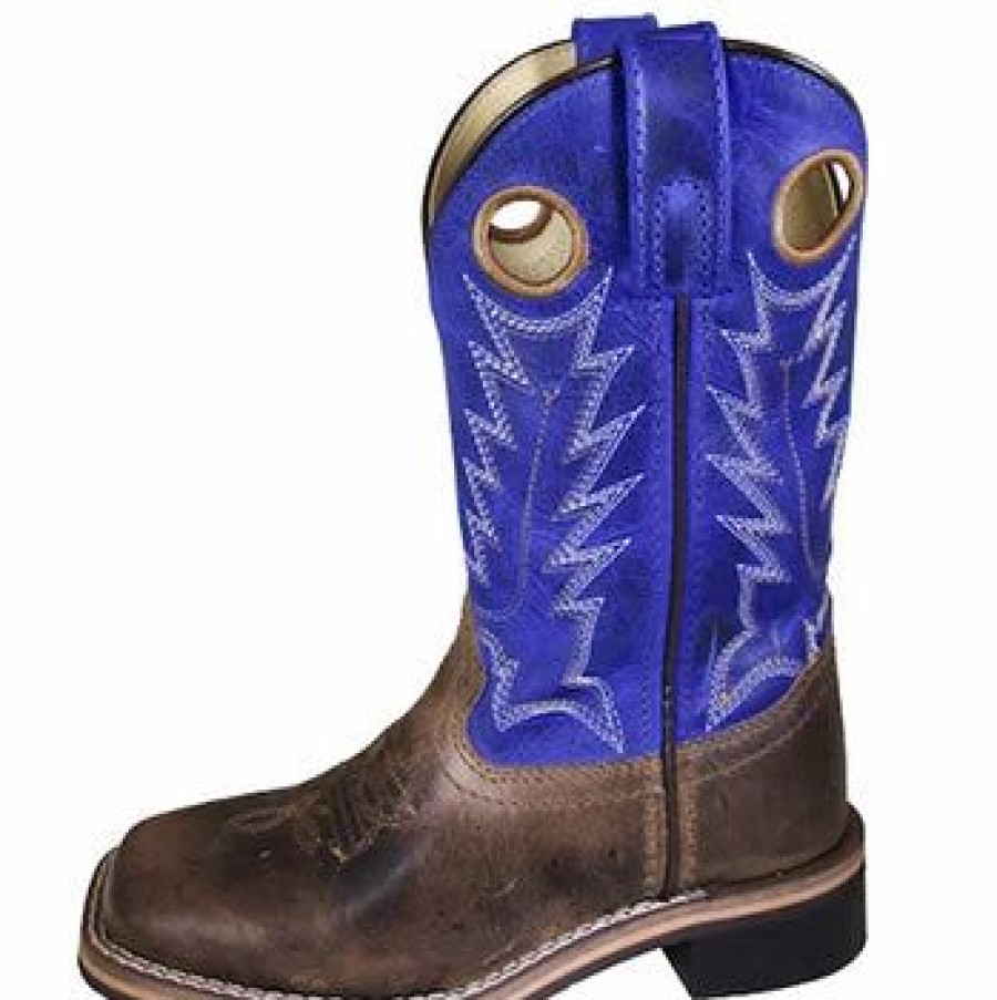 Boots & Shoes * | Smoky Mountain Boots Kid'S Brown Oil Distressed Blue Top Boots