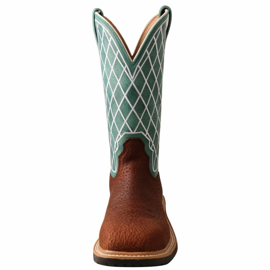 Boots & Shoes * | Women'S Twisted X Brown Turquoise Alloy Safety Square Toe