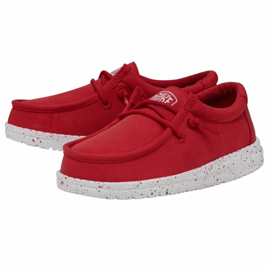 Boots & Shoes * | Heydude Hey Dude Wally Youth Slub Canvas Red