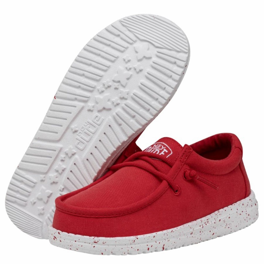 Boots & Shoes * | Heydude Hey Dude Wally Youth Slub Canvas Red