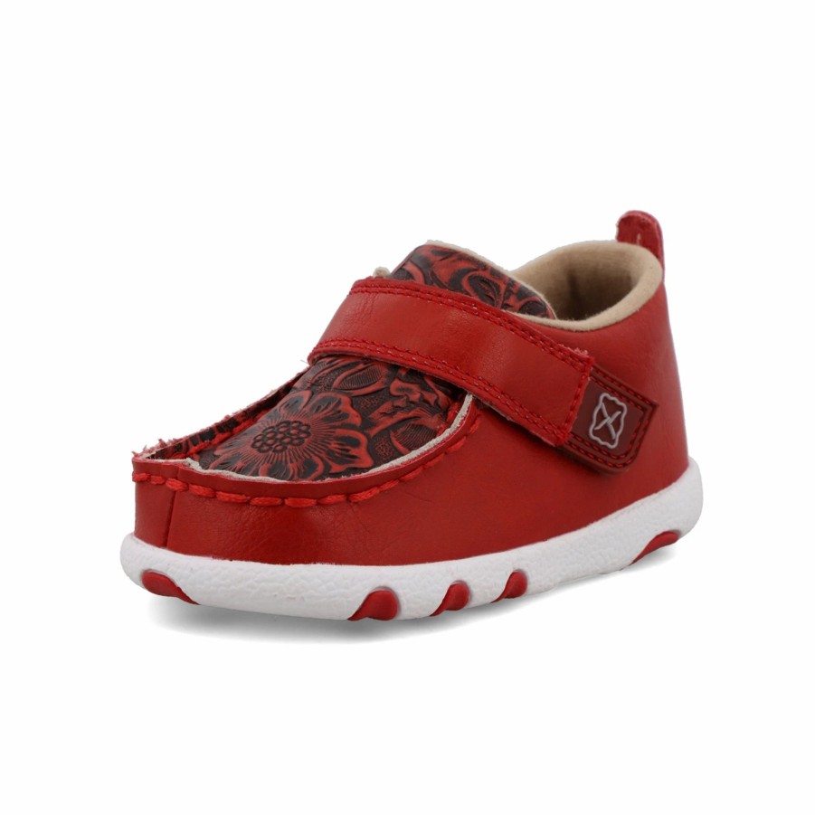 Boots & Shoes * | Twisted X Cherry Red & Tooled Red Infant Driving Moc