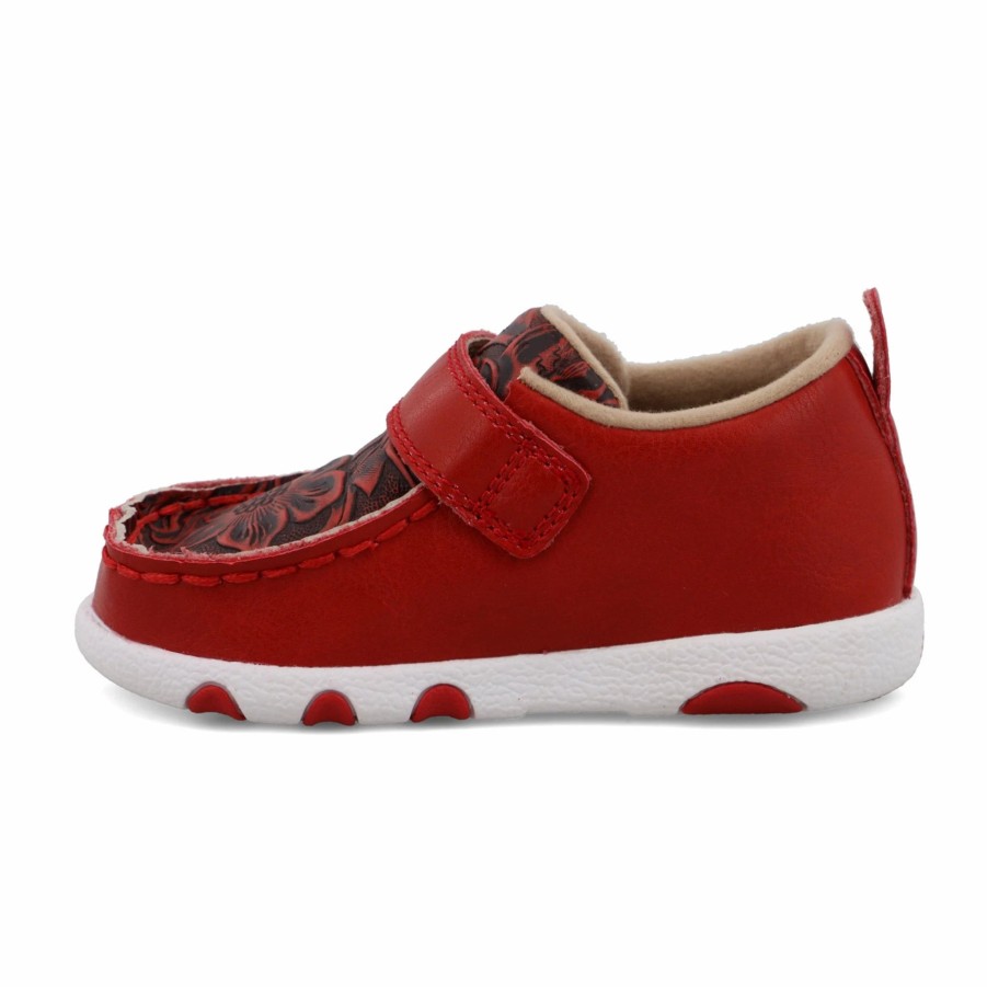 Boots & Shoes * | Twisted X Cherry Red & Tooled Red Infant Driving Moc