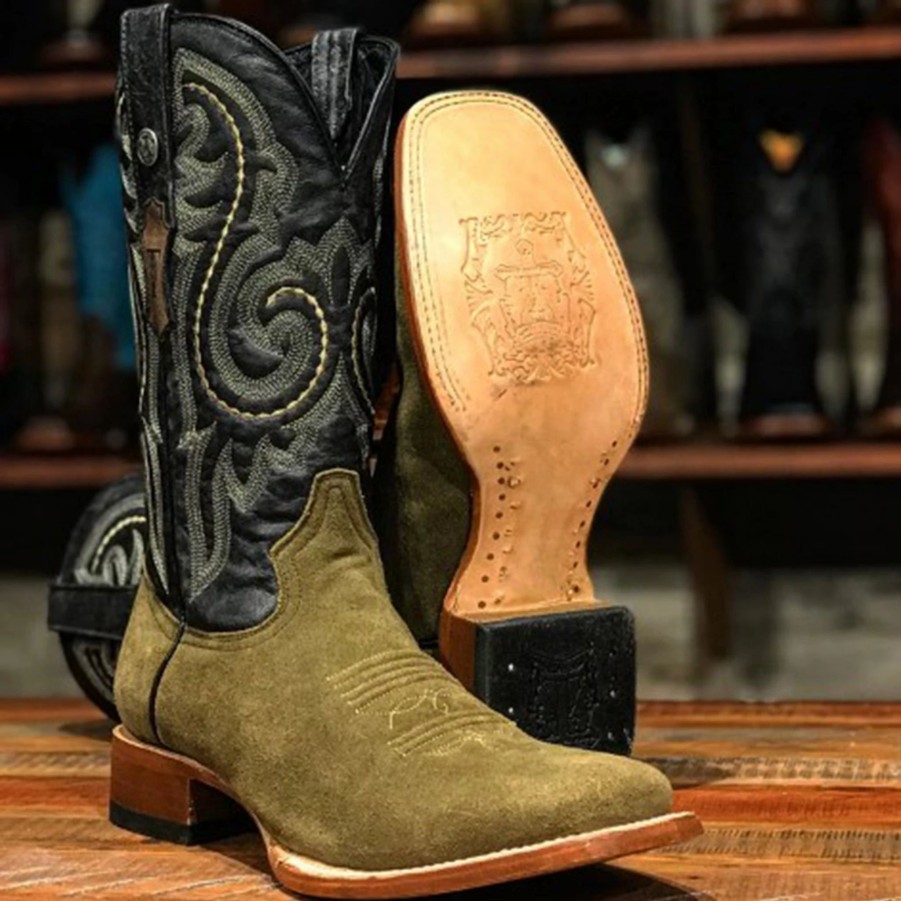 Boots & Shoes * | Tanner Mark Boots Tanner Mark Men'S Camel Sage Roughout Square Toe Boot