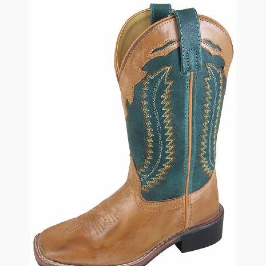 Boots & Shoes * | Smoky Mountain Boots Smoky Mountain Youth Brown And Green Frank Square Toe Boot