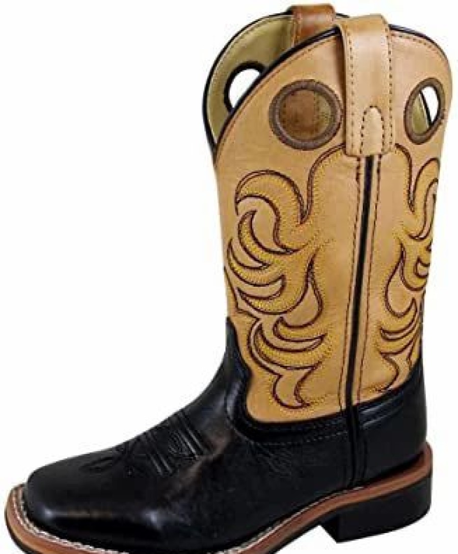 Boots & Shoes * | Smoky Mountain Boots Kid'S Black And Tan Square Toe Boots