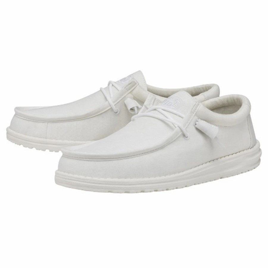 Boots & Shoes * | Heydude Hey Dude Men'S Wally Slub Canvas White