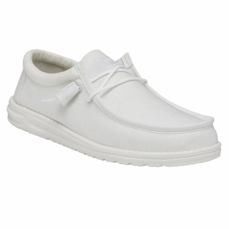 Boots & Shoes * | Heydude Hey Dude Men'S Wally Slub Canvas White