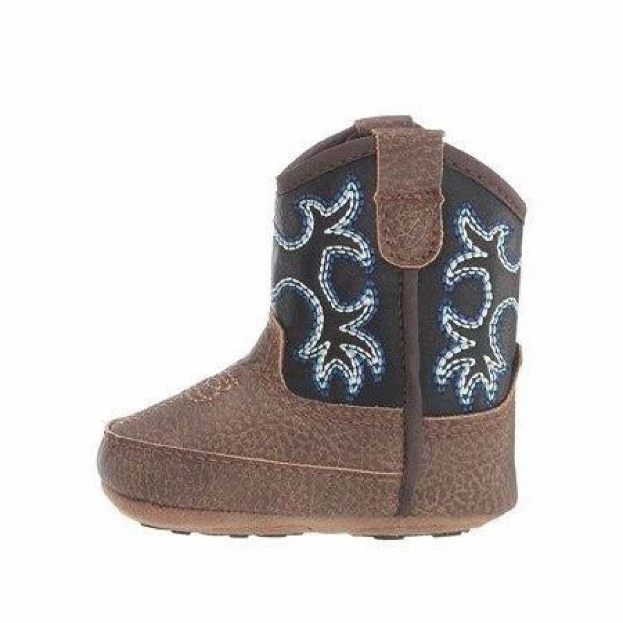 Boots & Shoes * | Ariat Infant Brown And Navy Lil Stomper Tombstone Boots