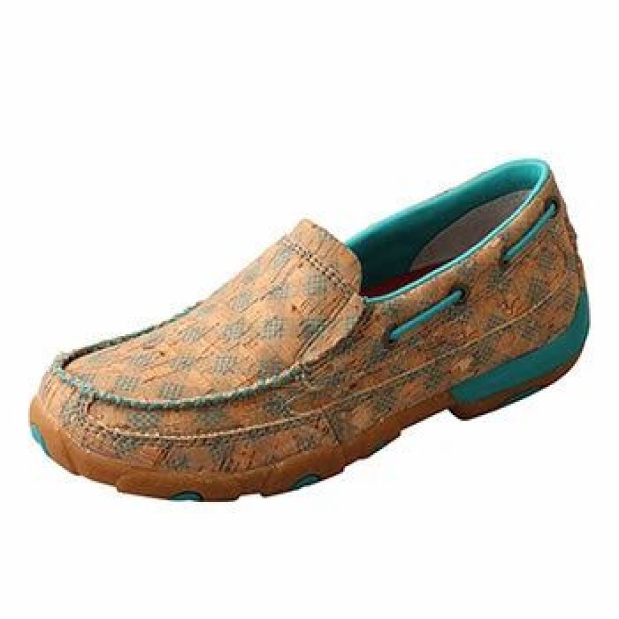 Boots & Shoes * | Twisted X Women'S Tan Cork And Turquoise Patch Work Slip On Shoe