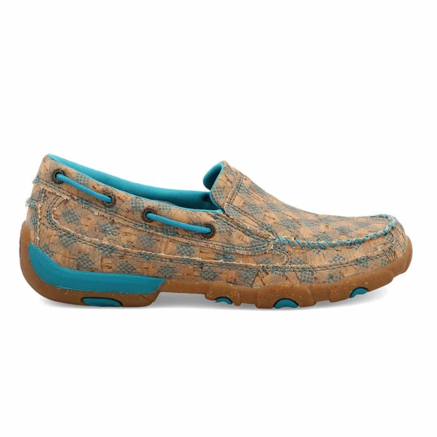 Boots & Shoes * | Twisted X Women'S Tan Cork And Turquoise Patch Work Slip On Shoe