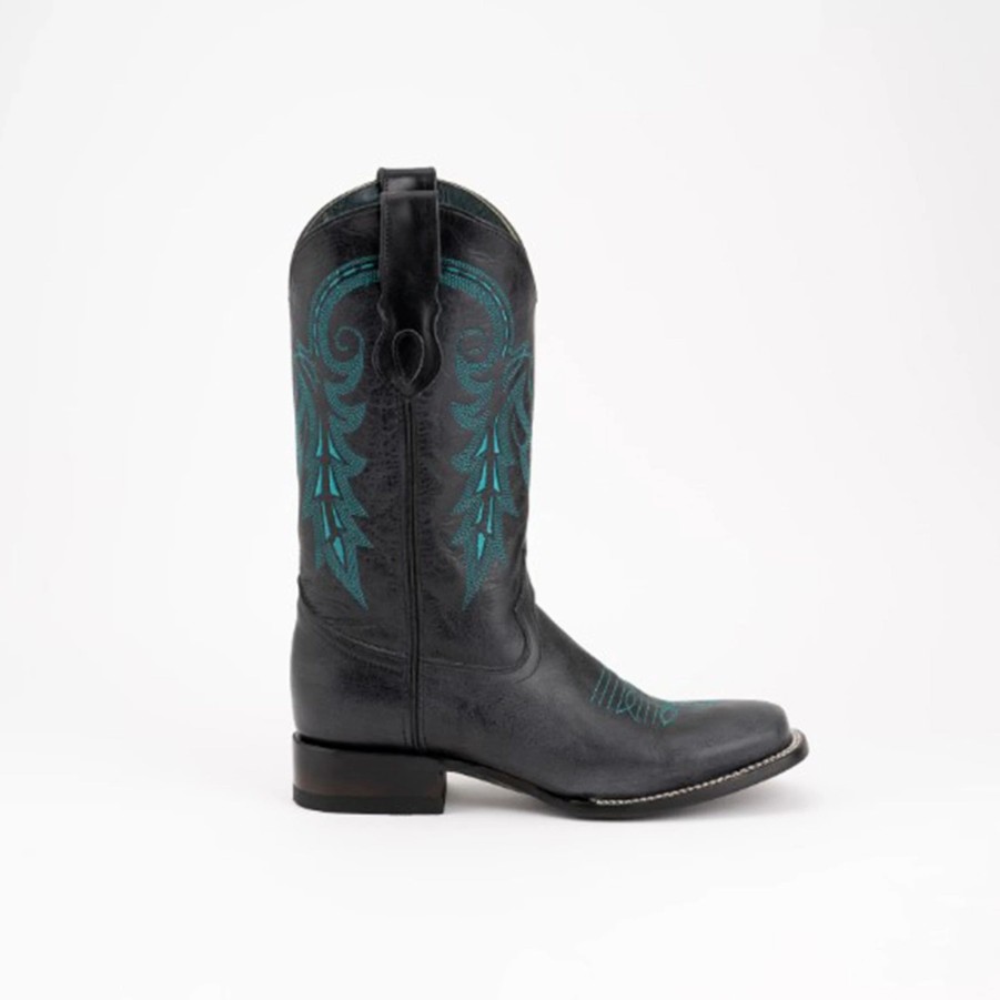 Boots & Shoes * | Ferrini Turquoise Stitched "Blaze" Square Toe